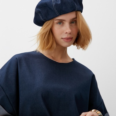 Футболка женская оверсайз MINAKU: Jeans Collection, синяя, размер 48