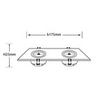 Свет-к встр-й, ARTIN, прямоуг 175х94х25мм монтажн отверст 75х150мм 2хGU5.3 Al белый 51425 1, - фото 24201524