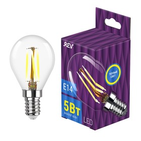 Лампа filament, шар, G45, теплый свет, 5Вт, E14, 2700K, 515Лм, 32357 0, REV 9905180