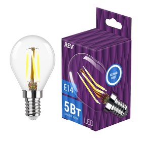 Лампа filament, шар, G45, белый свет, 5Вт, E14, 4000K, 545Лм, 32358 7, REV 9905181