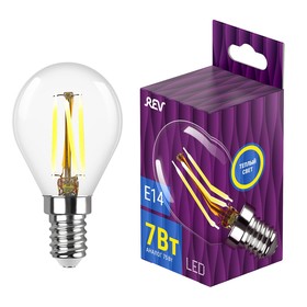 Лампа filament, шар, G45, теплый свет, 7Вт, E14, 2700K, 695Лм, 32482 9, REV 9905182