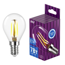 Лампа filament, шар, G45, белый свет, 7Вт, E14, 4000K, 730Лм, 32483 6, REV 9905183