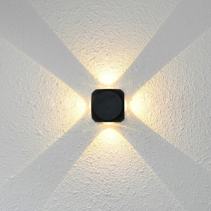 Светильник настенный накладной Duwi NUOVO 85x85x53мм 4Вт пластик 4200К IP 54 черный 4 луча - фото 1890196098