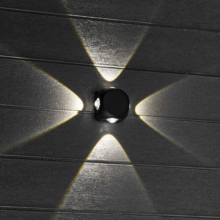 Светильник настенный накладной Duwi NUOVO 85x85x53мм 4Вт пластик 4200К IP 54 черный 4 луча - фото 1909293355