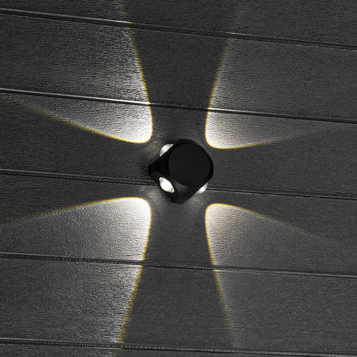 Светильник настенный накладной Duwi NUOVO 85x85x53мм 4Вт пластик 4200К IP 54 черный 4 луча - фото 1890196108