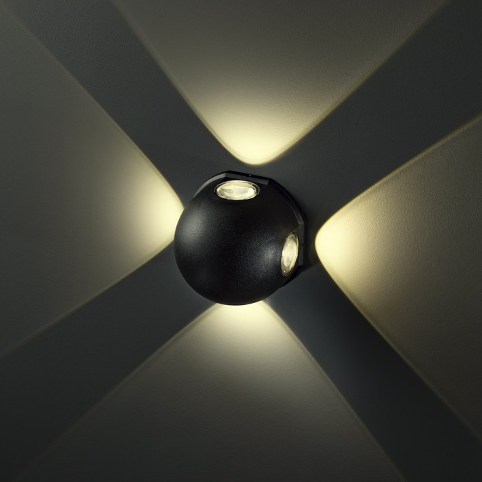 Светильник настенный накладной Duwi NUOVO 103x103x77мм 4Вт пластик 3000К IP 54 черный 4 луча  990523 - фото 1907830972