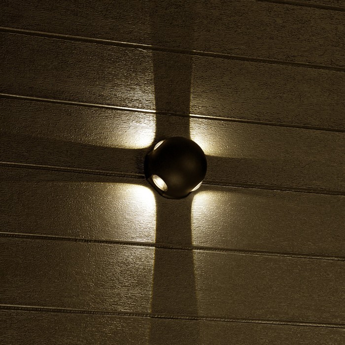 Светильник настенный накладной Duwi NUOVO 103x103x77мм 4Вт пластик 3000К IP 54 черный 4 луча  990523 - фото 1907830980