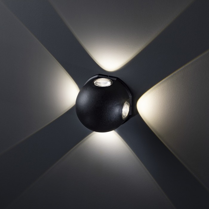 Светильник настенный накладной Duwi NUOVO 103x103x77мм 4Вт пластик 4200К IP 54 черный 4 луча  990523 - фото 1890196131