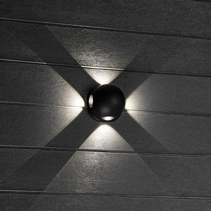 Светильник настенный накладной Duwi NUOVO 103x103x77мм 4Вт пластик 4200К IP 54 черный 4 луча  990523 - фото 1890196138