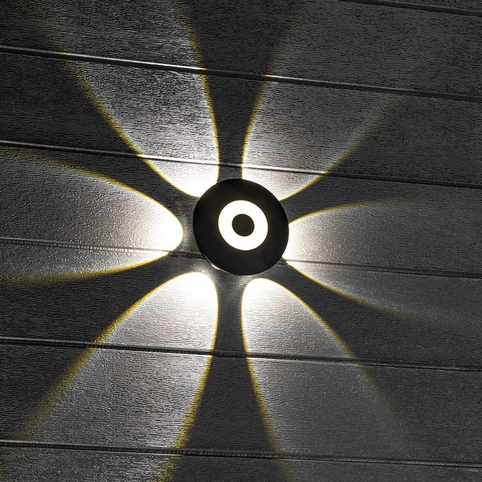 Светильник настенный накладной Duwi NUOVO 118x118x53мм 8Вт пластик 4200К IP 54 черный 6 лучей  99052 - фото 1890196164