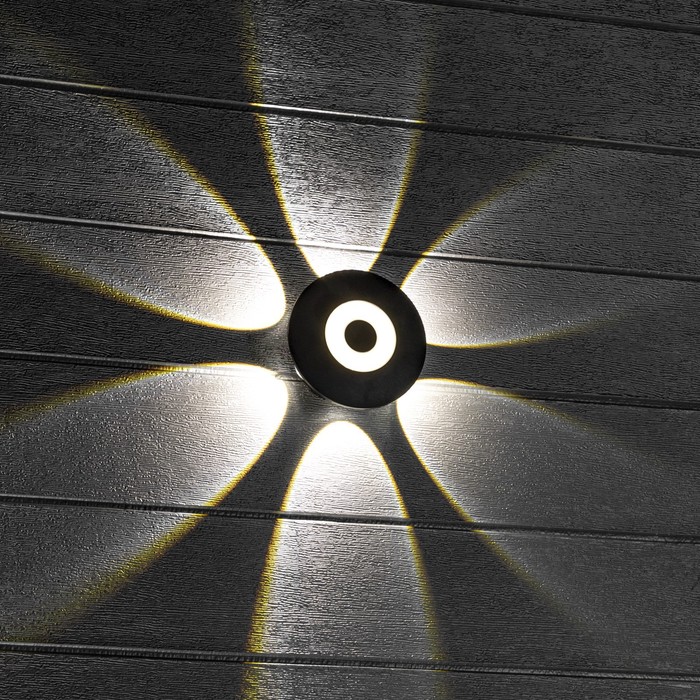 Светильник настенный накладной Duwi NUOVO 118x118x53мм 8Вт пластик 4200К IP 54 черный 6 лучей  99052 - фото 1909293421