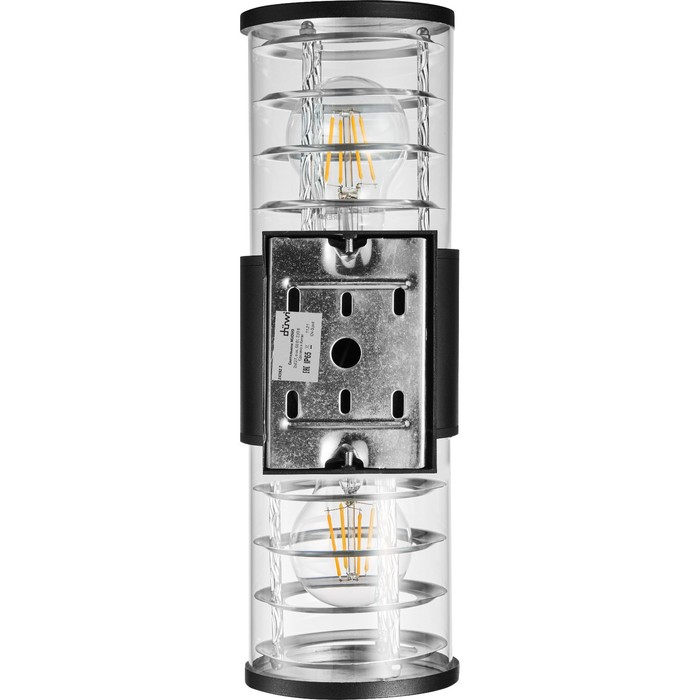 Светильник настенный, накладной Duwi TECHNO, 170х108х320мм, 2хЕ27, алюм/стекло, IP65, черный,  99052 - фото 1890196197