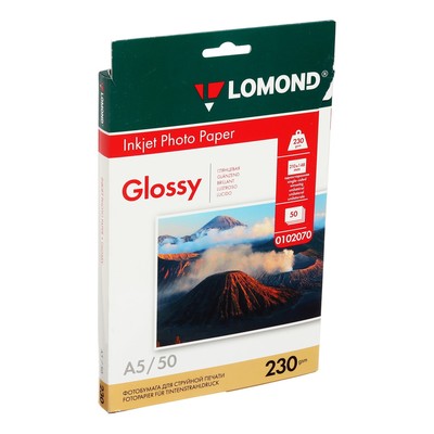 УЦЕНКА Фотобумага для струйной печати А5, 50 листов LOMOND, 230 г/м2, односторонняя, глянцевая