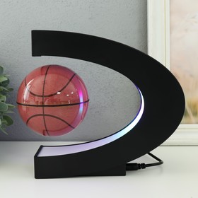 Левитирующий сувенир свет "Баскетбольный мяч" чёрный шар d=8,5 см 17,5х8,5х17,5 см