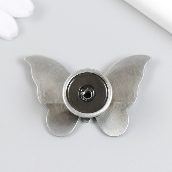 Ручка для шкатулки металл "Бабочка" стразы, состаренное серебро 3,6х5,5х2,2 см - фото 1904921871