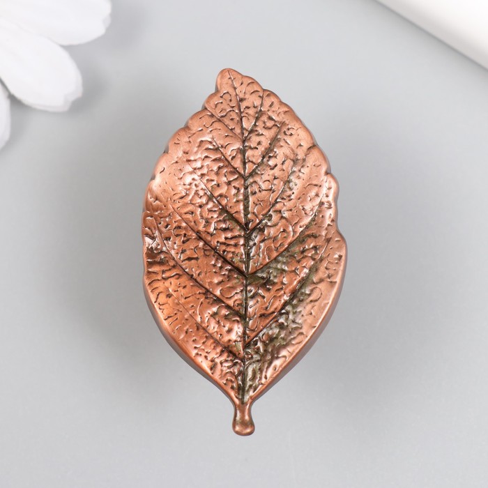 Мебельная ручка - кнопка, металл «Лист», медь, 5.2×2.8 см