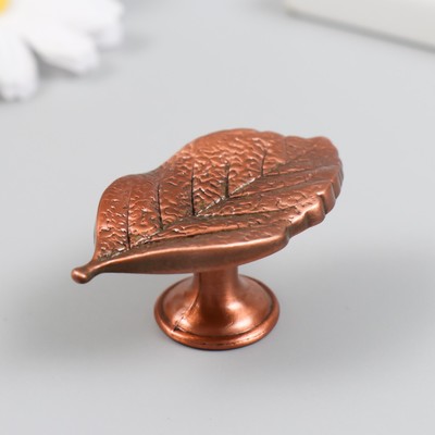Ручка для шкатулки металл «Лист», медь, 5.2×2.8 см