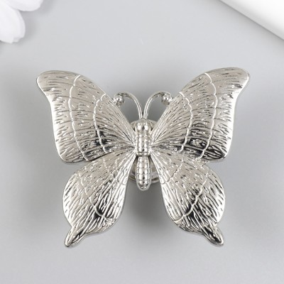 Ручка для шкатулки металл «Бабочка», серебро, 5.2×6.3 см
