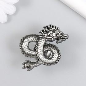 Ручка для шкатулки металл "Китайский дракон" состаренное серебро 4,5х5 см