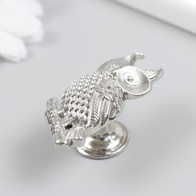 Ручка для шкатулки металл «Филин на ветке», серебро, 5.2×2.2 см