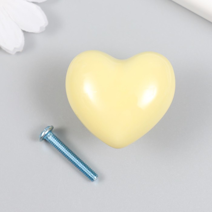 Ручка для шкатулки керамика, металл "Сердечко" жёлтая 3,8х3,8х3 см - Фото 1