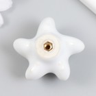 Ручка для шкатулки керамика, металл "Моская звезда" белая 4,6х4,6х3,3 см - фото 22774988