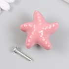 Ручка для шкатулки керамика, металл "Моская звезда" розовая 4,6х4,6х3,3 см - фото 7355149