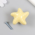 Ручка для шкатулки керамика, металл "Моская звезда" жёлтая 4,6х4,6х3,3 см - фото 320074048