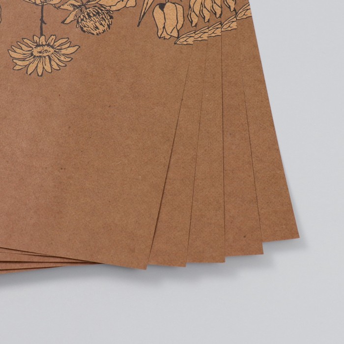 Бумага для скрапбукинга крафт "Полевые цветы" плотность 180 гр 30,5х32 см
