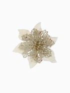 Ёлочные игрушки 2 шт. «Зимнее волшебство. Драгоценный цветок» пластик, сеточка, 12 см, золото - фото 118976579