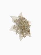 Ёлочные игрушки 2 шт. «Зимнее волшебство. Драгоценный цветок» пластик, сеточка, 12 см, золото - фото 118976580