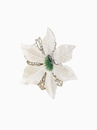 Ёлочные игрушки 2 шт. «Зимнее волшебство. Драгоценный цветок» пластик, сеточка, 12 см, золото - фото 118976581