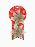 Ёлочные игрушки 2 шт. «Зимнее волшебство. Драгоценный цветок» пластик, сеточка, 12 см, золото - фото 118976582