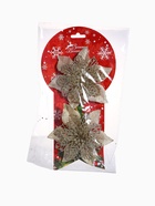 Ёлочные игрушки 2 шт. «Зимнее волшебство. Драгоценный цветок» пластик, сеточка, 12 см, золото - фото 118976583