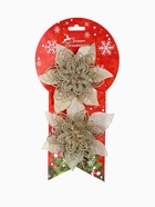 Ёлочные игрушки 2 шт. «Зимнее волшебство. Драгоценный цветок» пластик, ажурный, 12 см, золото 9692818