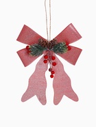 Ёлочные игрушки 2 шт. «Зимнее волшебство. Бант элит» пластик, 12×14 см, розовый - Фото 4