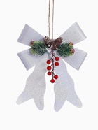 Ёлочные игрушки 2 шт. «Зимнее волшебство. Бант элит» пластик, 12×14 см, белый - Фото 3