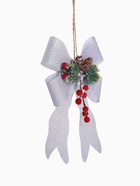 Ёлочные игрушки 2 шт. «Зимнее волшебство. Бант элит» пластик, 12×14 см, белый - Фото 4