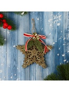 Ёлочная игрушка «Зимнее волшебство. Звезда ажур» пластик, 11×11 см, золото - Фото 2