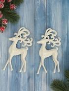 Ёлочные игрушки 2 шт. «Зимнее волшебство. Олень, ажурные рога» пластик, 5×13 см, белый - Фото 2