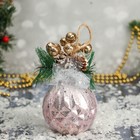 Шар пластик декор "Блеск рождества" грани, 8х11 см, розовый - фото 320074161