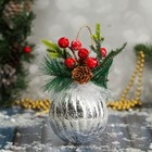 Шар пластик декор "Блеск рождества" полосы, 8х13,5 см, серебро - фото 3793501