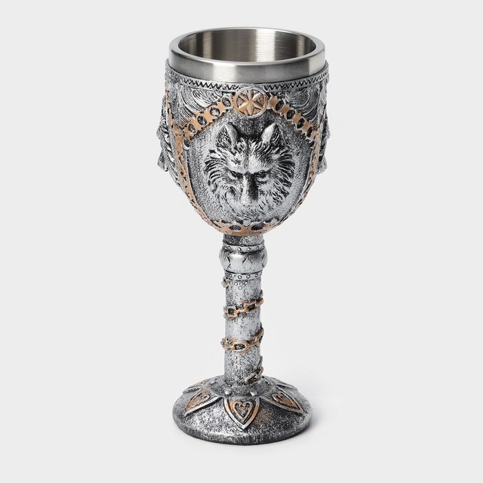 Бокал средневековый «Волк», 200 мл, нержавеющая сталь, серый - Фото 1