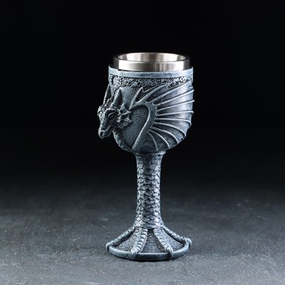 Бокал средневековый «Драконий камень», 200 мл, нержавеющая сталь, серый