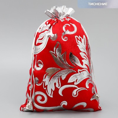 Мешочек подарочный новогодний плюш «Дед Мороз», тиснение, 20×30 см ± 1.5 см