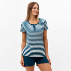 Комплект женский (футболка/шорты), цвет изумрудная полоса, размер 46 - фото 320118679