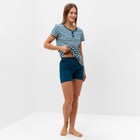 Комплект женский (футболка/шорты), цвет изумрудная полоса, размер 54 - фото 24518774