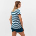 Пижама женская (футболка, шорты), изумрудная полоса, размер 56 - фото 52398265