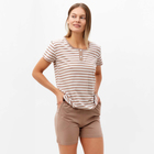 Комплект женский (футболка/шорты), цвет кофейная полоса, размер 46 - фото 3793512