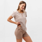 Пижама женская (футболка, шорты), размер 48, цвет кофейная полоса - фото 33633066